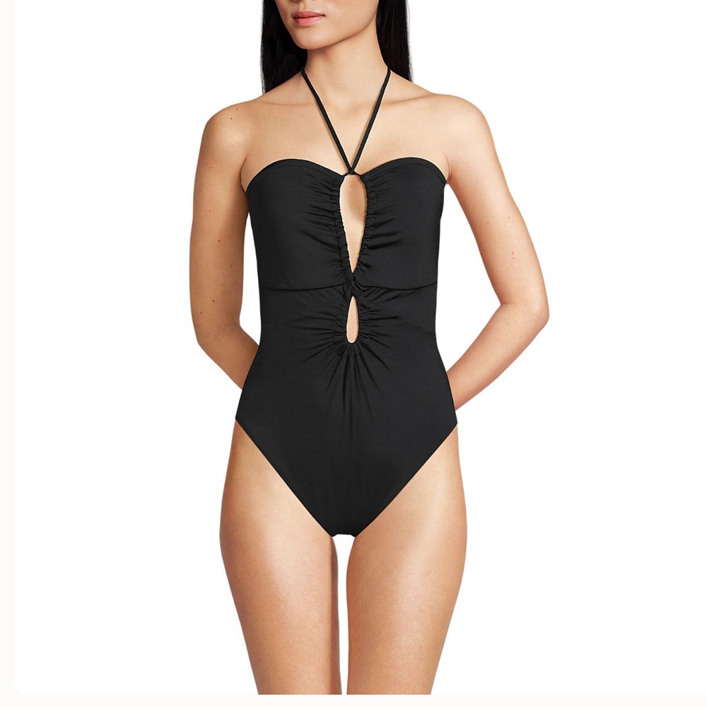 Lands end Cut out multiway Black Halter One-Piece Swimsuit - Picture 7 of 8